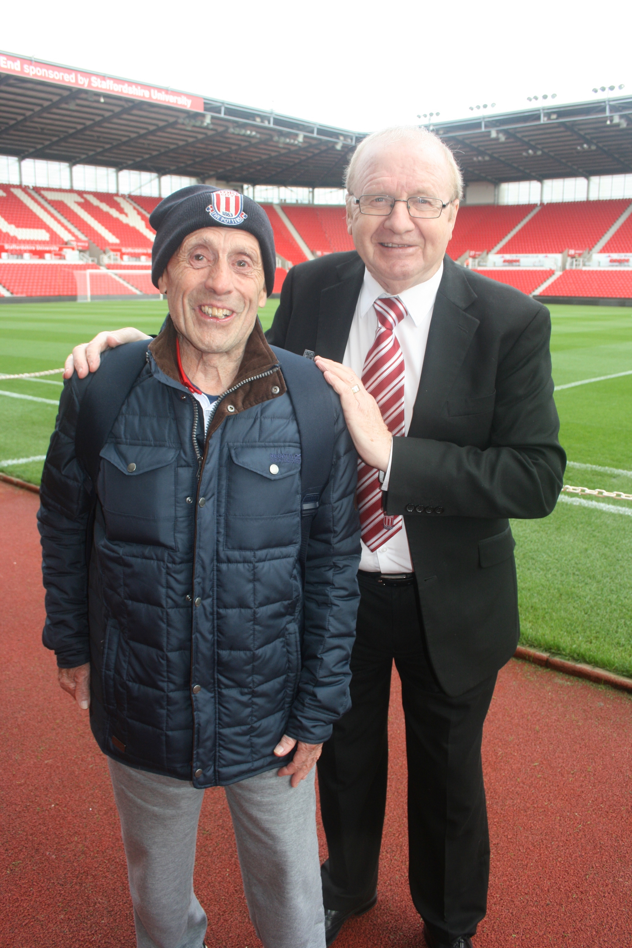 Belong Newcastle-under-Lyme resident Brian Tansley and Terry Conroy, Stoke City legend from the 1970s.