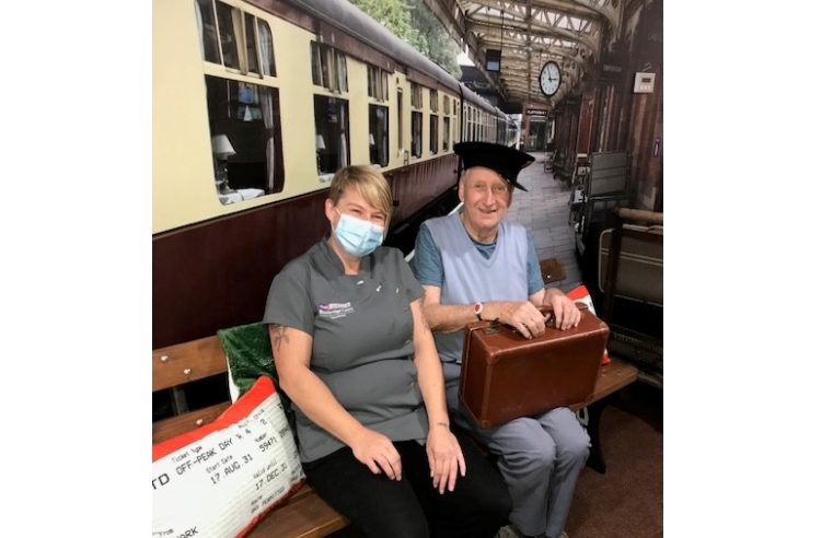 Staff and residents at Bowbridge Court care home in Newark have been delighted to unveil the traditional British railway station, featuring facilities such as a bench seating area, classic luggage with a porterâ€™s trolley and even bespoke decorations and signs to really get the feel of being track-side on the platform.