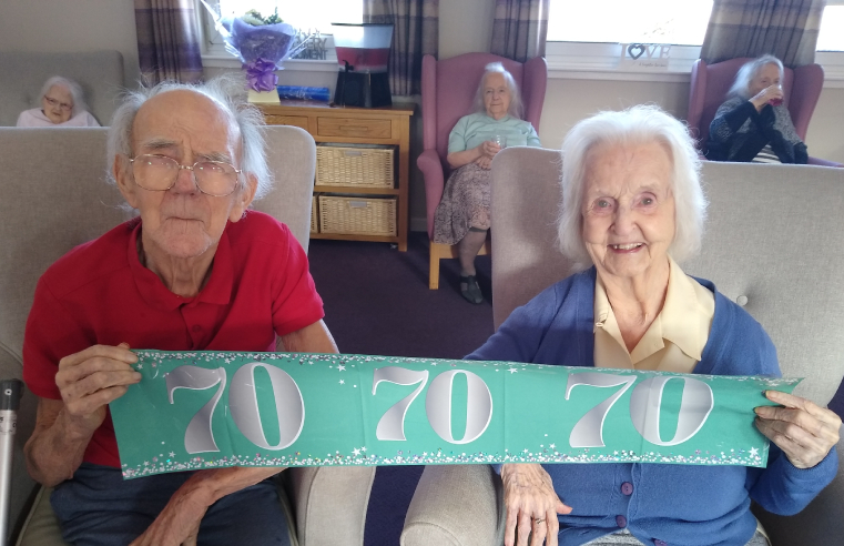 David and Anne celebrated their 70th wedding anniversary at Kingsgate Care Home in Scotland.