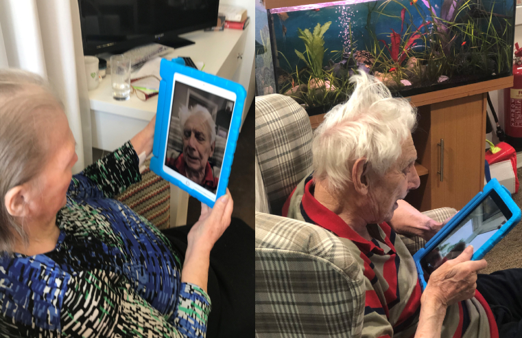 Married Care Home Couple Keep in Touch Via Video Call
