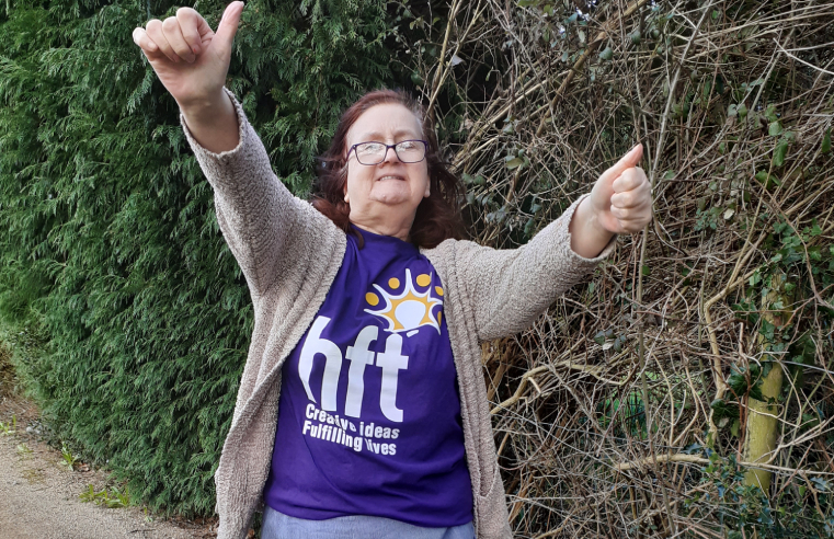 Linda, who has been supported by learning disability charity Hft since 2007, is walking 14km to raise money for the charity. 