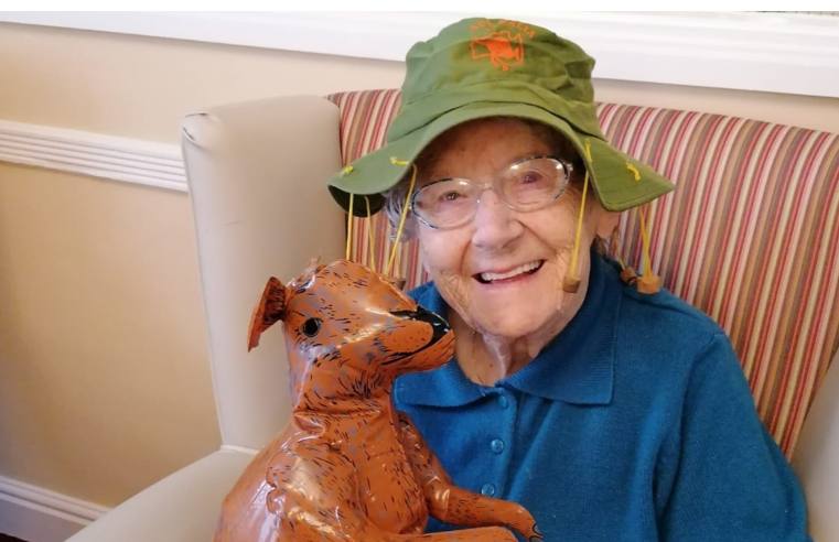 Sybil Downham, resident at The Chanters care home, celebrating Australia Day.