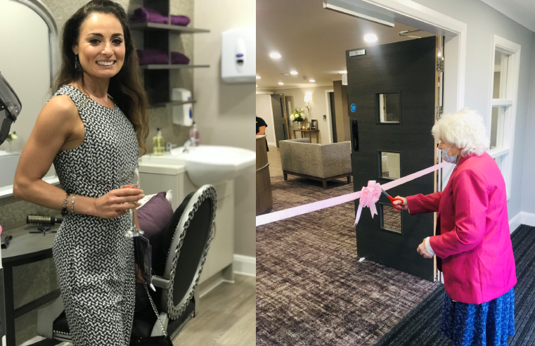 During the virtual ceremony, Flavia (left) gave a speech  whilst resident Joyce (right) cut the ribbon on Flavia's behalf.